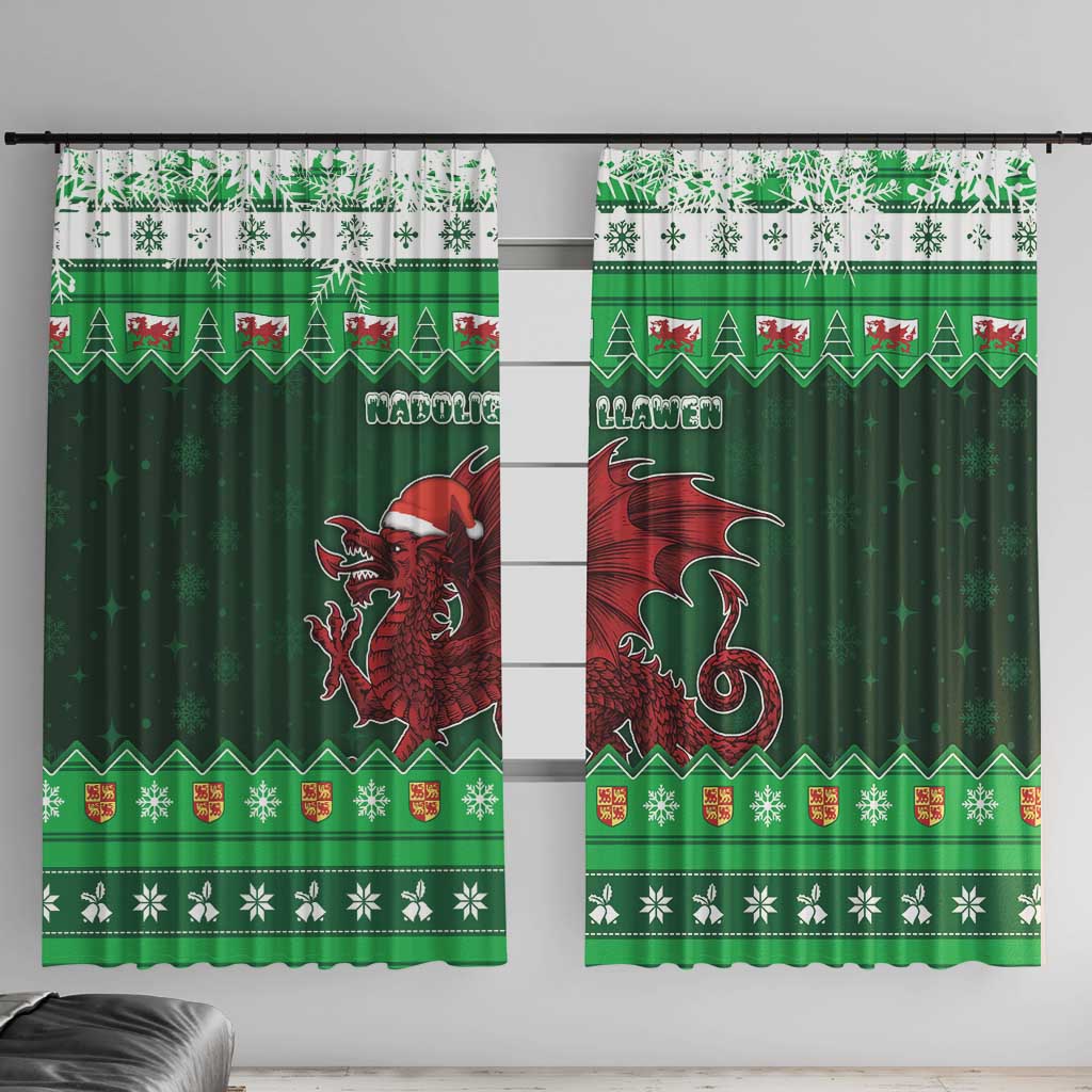 Wales Christmas Window Curtain Cymru Dragon Nadolig Llawen - Wonder Print Shop