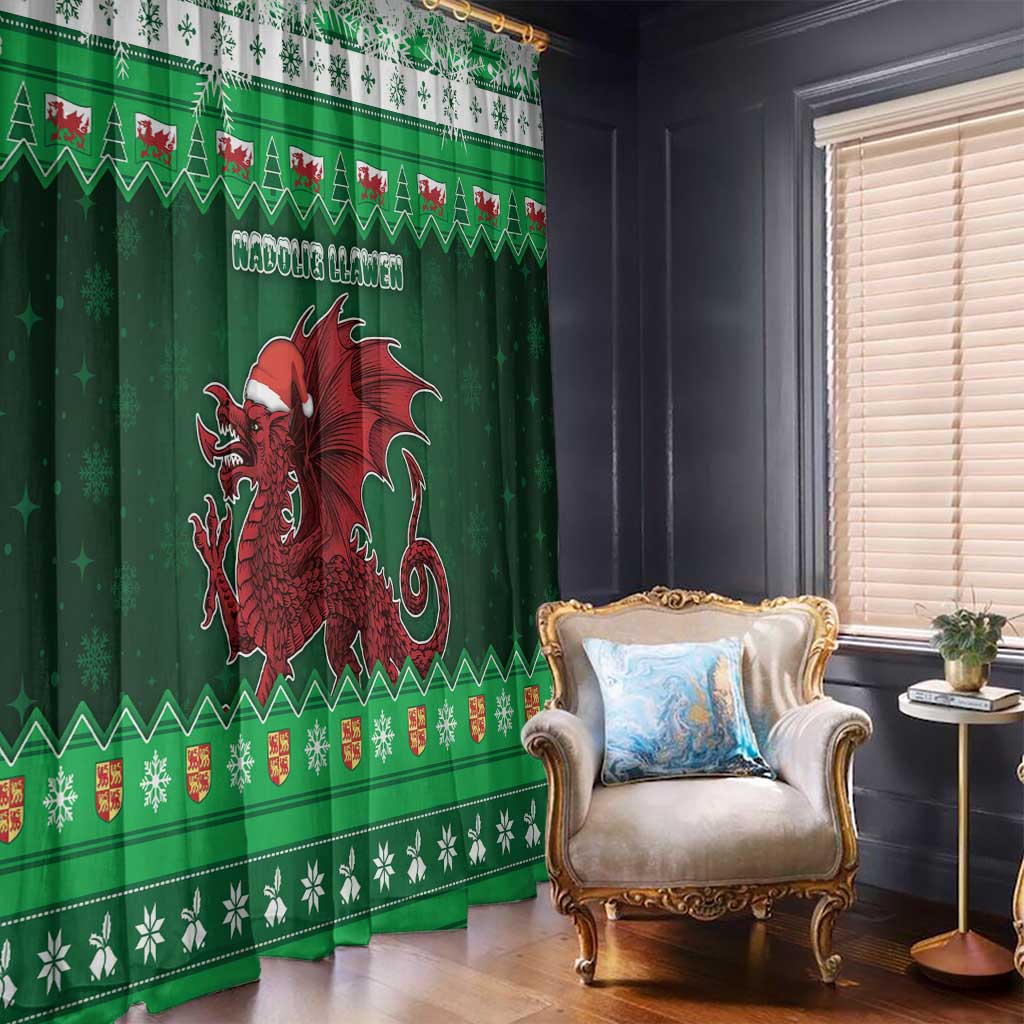 Wales Christmas Window Curtain Cymru Dragon Nadolig Llawen - Wonder Print Shop