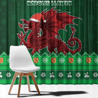 Wales Christmas Window Curtain Cymru Dragon Nadolig Llawen - Wonder Print Shop