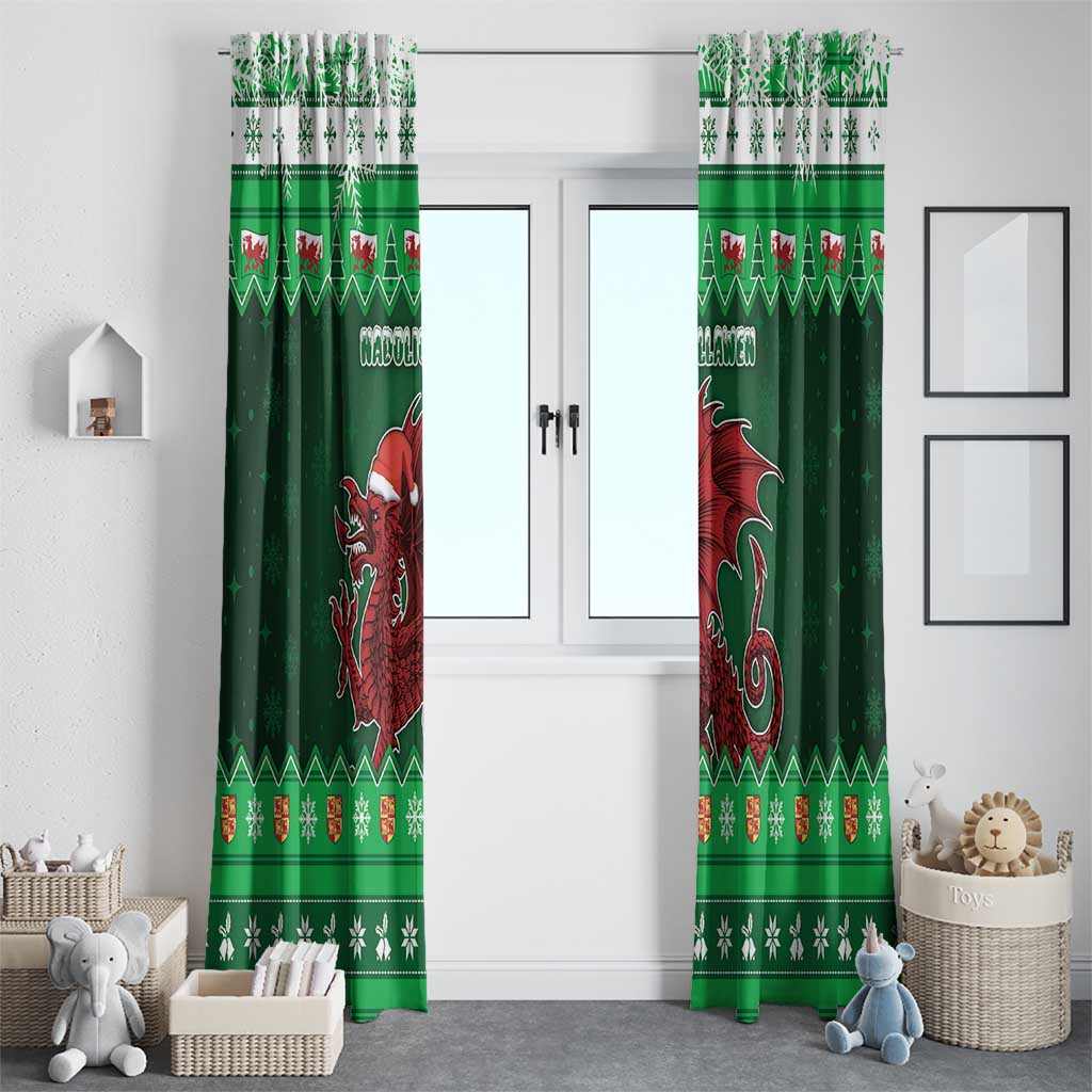 Wales Christmas Window Curtain Cymru Dragon Nadolig Llawen - Wonder Print Shop