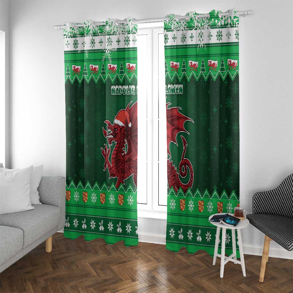 Wales Christmas Window Curtain Cymru Dragon Nadolig Llawen - Wonder Print Shop
