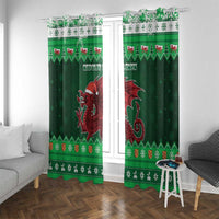 Wales Christmas Window Curtain Cymru Dragon Nadolig Llawen - Wonder Print Shop