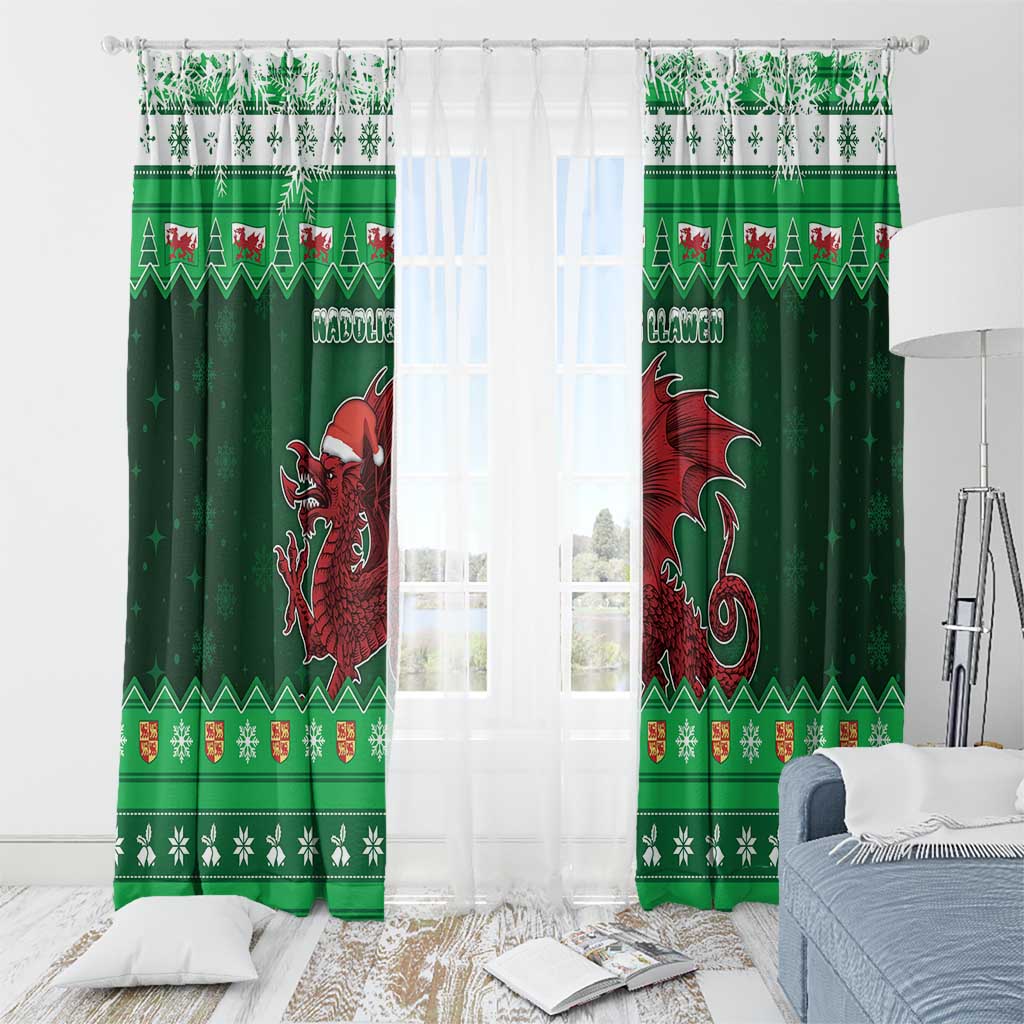 Wales Christmas Window Curtain Cymru Dragon Nadolig Llawen - Wonder Print Shop