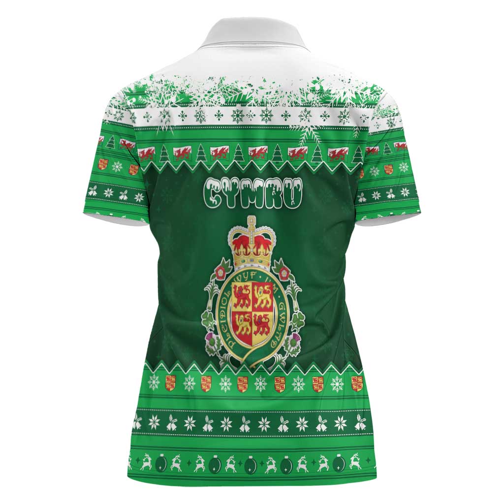 Wales Christmas Women Polo Shirt Cymru Dragon Nadolig Llawen - Wonder Print Shop