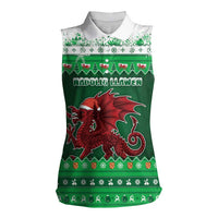 Wales Christmas Women Sleeveless Polo Shirt Cymru Dragon Nadolig Llawen - Wonder Print Shop