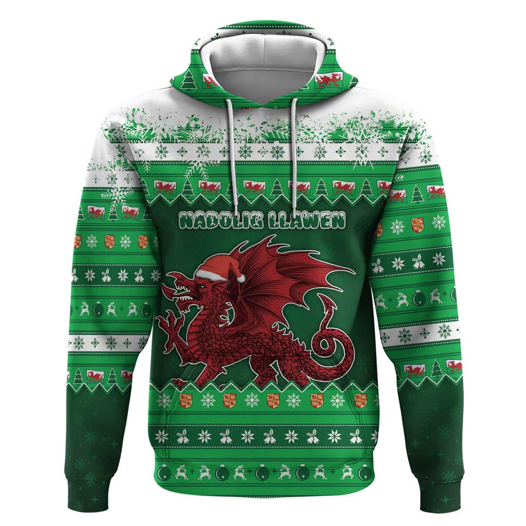 Wales Christmas Zip Hoodie Cymru Dragon Nadolig Llawen - Wonder Print Shop