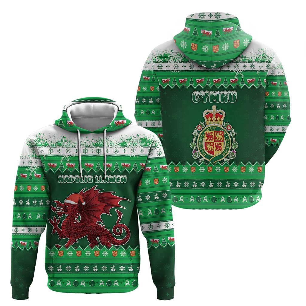 Wales Christmas Zip Hoodie Cymru Dragon Nadolig Llawen - Wonder Print Shop
