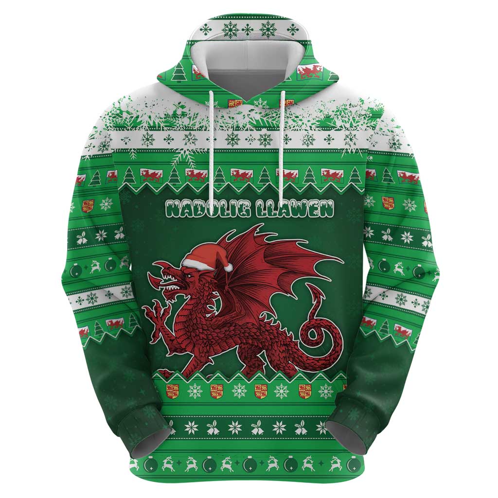 Wales Christmas Zip Hoodie Cymru Dragon Nadolig Llawen - Wonder Print Shop