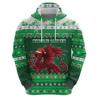 Wales Christmas Zip Hoodie Cymru Dragon Nadolig Llawen - Wonder Print Shop
