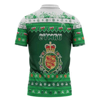 Wales Christmas Zipper Polo Shirt Cymru Dragon Nadolig Llawen - Wonder Print Shop