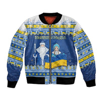 Ukraine Christmas Bomber Jacket Ded Moroz And Snegurochka - Wonder Print Shop
