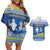 Ukraine Christmas Couples Matching Off Shoulder Short Dress and Hawaiian Shirt Ded Moroz And Snegurochka - Wonder Print Shop