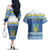 Ukraine Christmas Couples Matching Off The Shoulder Long Sleeve Dress and Hawaiian Shirt Ded Moroz And Snegurochka - Wonder Print Shop