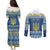 Ukraine Christmas Couples Matching Puletasi and Long Sleeve Button Shirt Ded Moroz And Snegurochka - Wonder Print Shop