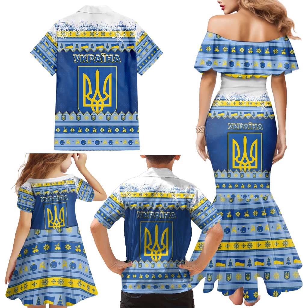 Ukraine Christmas Family Matching Mermaid Dress and Hawaiian Shirt Ded Moroz And Snegurochka - Wonder Print Shop