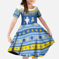 Ukraine Christmas Family Matching Off Shoulder Maxi Dress and Hawaiian Shirt Ded Moroz And Snegurochka - Wonder Print Shop