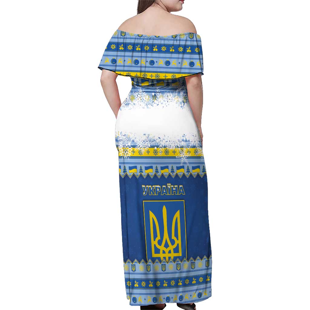 Ukraine Christmas Family Matching Off Shoulder Maxi Dress and Hawaiian Shirt Ded Moroz And Snegurochka - Wonder Print Shop