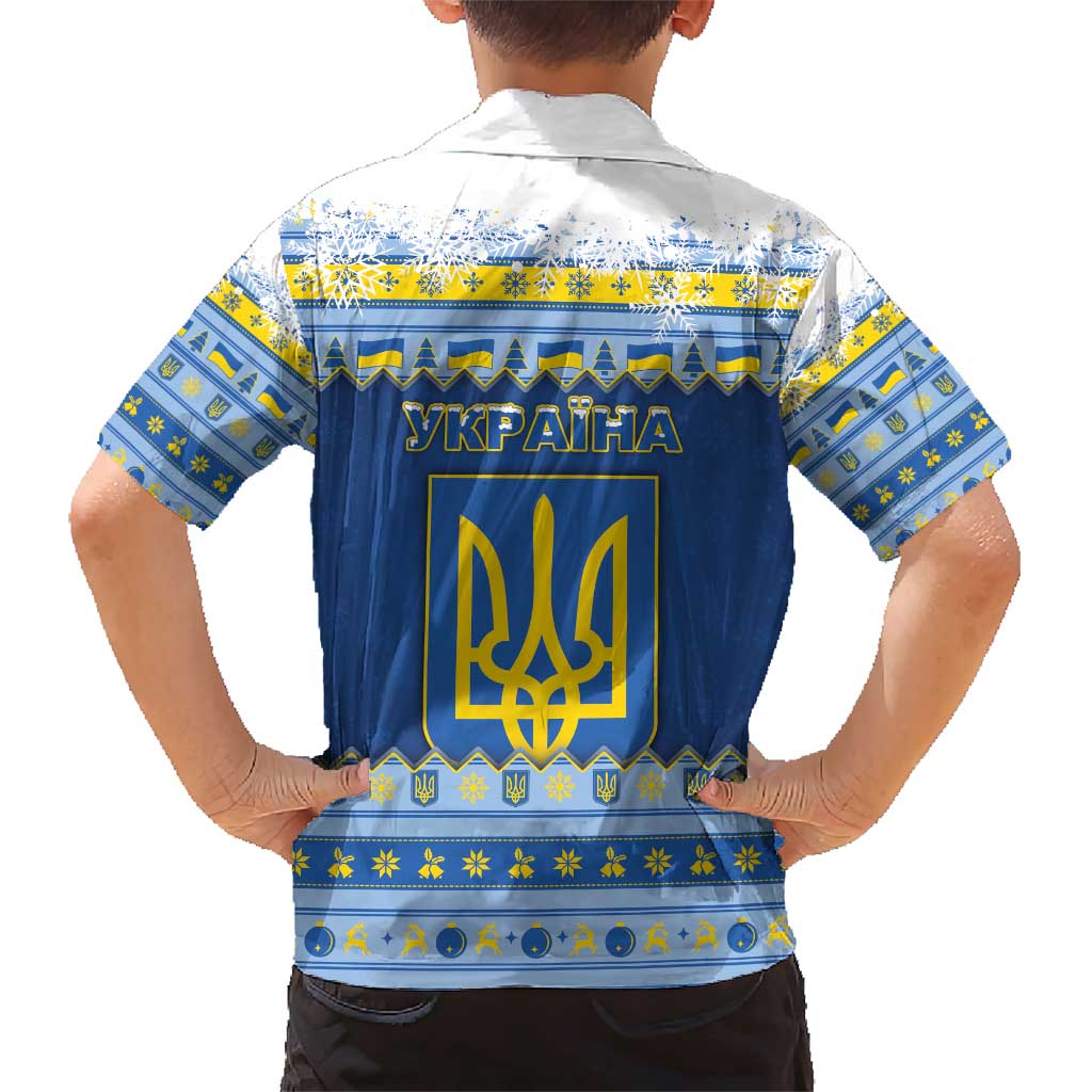 Ukraine Christmas Family Matching Short Sleeve Bodycon Dress and Hawaiian Shirt Ded Moroz And Snegurochka - Wonder Print Shop