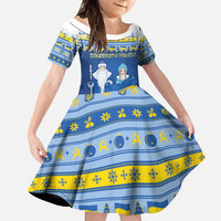 Ukraine Christmas Family Matching Summer Maxi Dress and Hawaiian Shirt Ded Moroz And Snegurochka - Wonder Print Shop