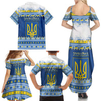Ukraine Christmas Family Matching Summer Maxi Dress and Hawaiian Shirt Ded Moroz And Snegurochka - Wonder Print Shop