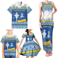 Ukraine Christmas Family Matching Tank Maxi Dress and Hawaiian Shirt Ded Moroz And Snegurochka - Wonder Print Shop