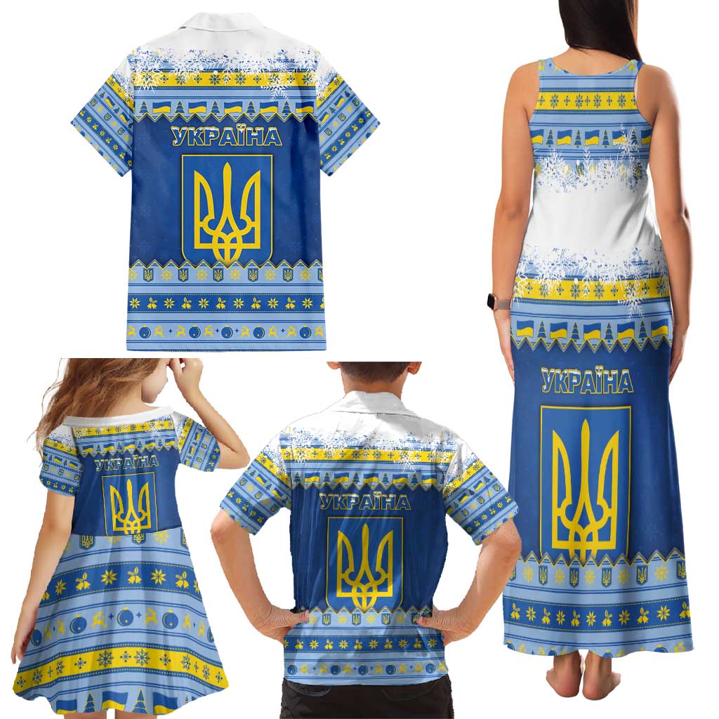 Ukraine Christmas Family Matching Tank Maxi Dress and Hawaiian Shirt Ded Moroz And Snegurochka - Wonder Print Shop
