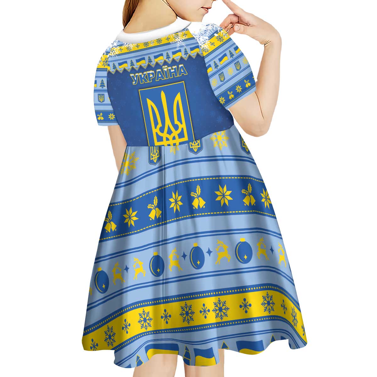 Ukraine Christmas Kid Short Sleeve Dress Ded Moroz And Snegurochka - Wonder Print Shop
