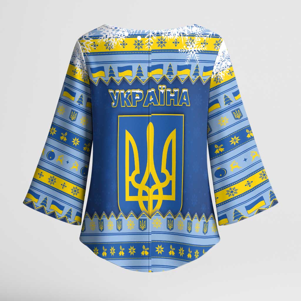 Ukraine Christmas Kimono Sleeve Blouse Ded Moroz And Snegurochka - Wonder Print Shop