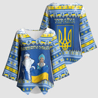 Ukraine Christmas Kimono Sleeve Blouse Ded Moroz And Snegurochka - Wonder Print Shop