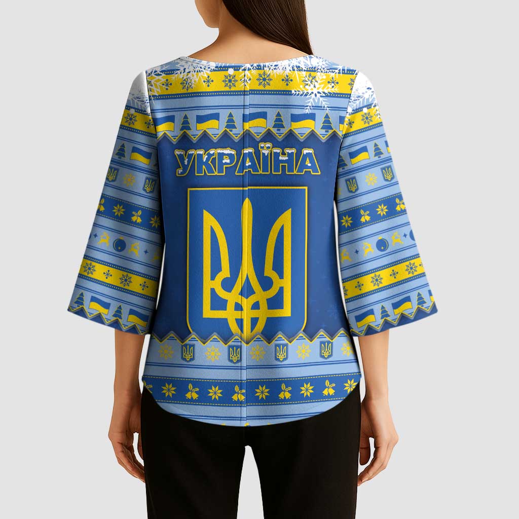 Ukraine Christmas Kimono Sleeve Blouse Ded Moroz And Snegurochka - Wonder Print Shop