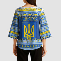Ukraine Christmas Kimono Sleeve Blouse Ded Moroz And Snegurochka - Wonder Print Shop