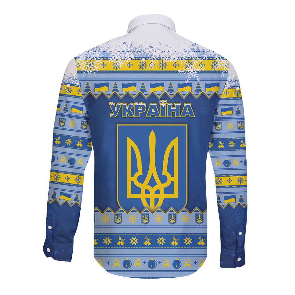 Ukraine Christmas Long Sleeve Button Shirt Ded Moroz And Snegurochka - Wonder Print Shop