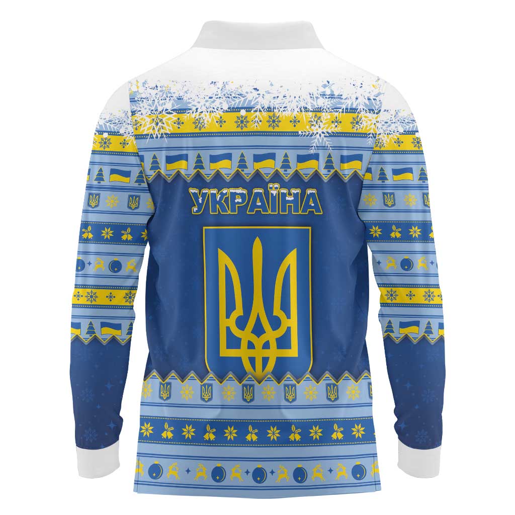 Ukraine Christmas Long Sleeve Polo Shirt Ded Moroz And Snegurochka - Wonder Print Shop
