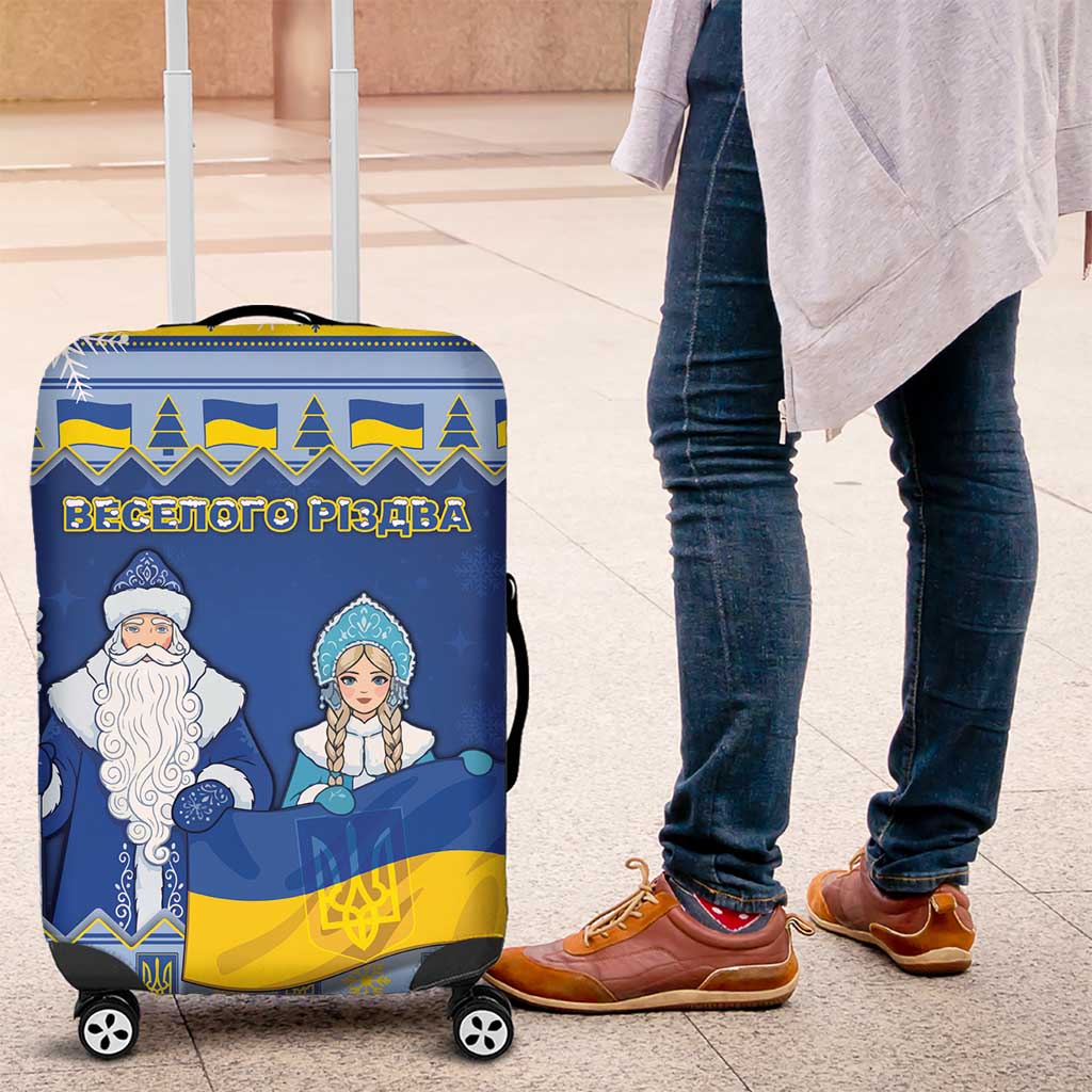 Ukraine Christmas Luggage Cover Ded Moroz And Snegurochka - Wonder Print Shop