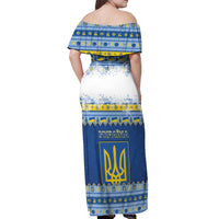Ukraine Christmas Off Shoulder Maxi Dress Ded Moroz And Snegurochka - Wonder Print Shop