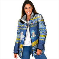 Ukraine Christmas Padded Jacket Ded Moroz And Snegurochka - Wonder Print Shop