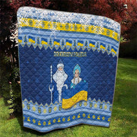 Ukraine Christmas Quilt Ded Moroz And Snegurochka - Wonder Print Shop