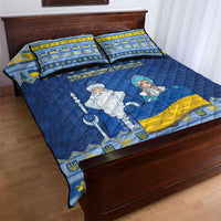 Ukraine Christmas Quilt Bed Set Ded Moroz And Snegurochka - Wonder Print Shop