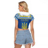 Ukraine Christmas Raglan Cropped T Shirt Ded Moroz And Snegurochka - Wonder Print Shop