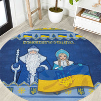 Ukraine Christmas Round Carpet Ded Moroz And Snegurochka - Wonder Print Shop