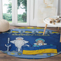 Ukraine Christmas Round Carpet Ded Moroz And Snegurochka - Wonder Print Shop