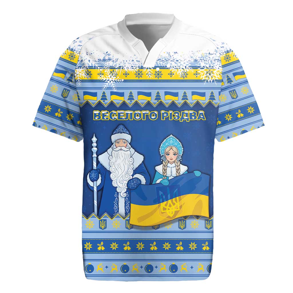 Ukraine Christmas Rugby Jersey Ded Moroz And Snegurochka - Wonder Print Shop