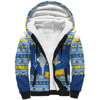 Ukraine Christmas Sherpa Hoodie Ded Moroz And Snegurochka - Wonder Print Shop