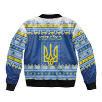 Ukraine Christmas Sleeve Zip Bomber Jacket Ded Moroz And Snegurochka - Wonder Print Shop