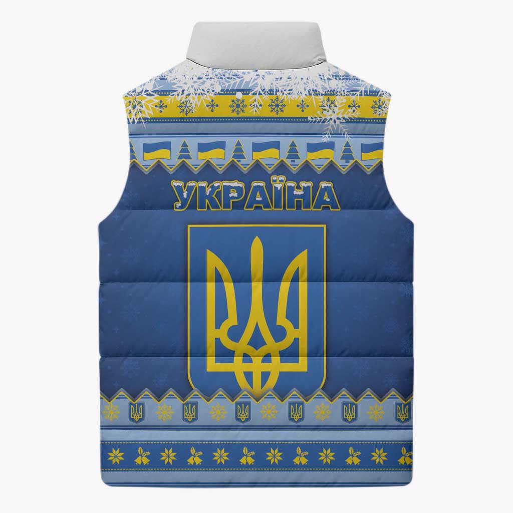 Ukraine Christmas Sleeveless Puffer Jacket Ded Moroz And Snegurochka - Wonder Print Shop