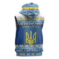 Ukraine Christmas Sleeveless Zip Hoodie Ded Moroz And Snegurochka - Wonder Print Shop