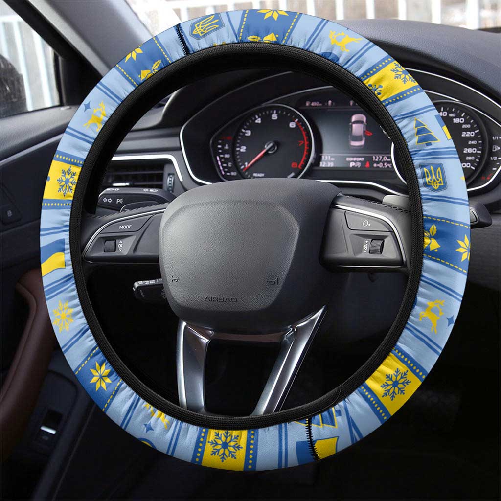 Ukraine Christmas Steering Wheel Cover Ded Moroz And Snegurochka - Wonder Print Shop