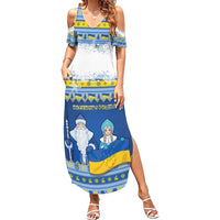 Ukraine Christmas Summer Maxi Dress Ded Moroz And Snegurochka - Wonder Print Shop