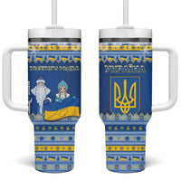 Ukraine Christmas Tumbler With Handle Ded Moroz And Snegurochka - Wonder Print Shop