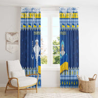 Ukraine Christmas Window Curtain Ded Moroz And Snegurochka - Wonder Print Shop